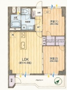 暮らしの動線が整った、すっきりと開放感のある住空間。広々とした中心部を中心に、それぞれの場所で独立した落ち着きを感じられ、住まう人のライフスタイルに合わせて自由に心地よい居場所をつくり出せる設計です
ウェルフェアグリーン福栄 202号室
