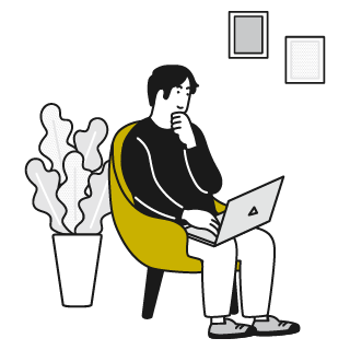 好みのインテリアを探す人のイラスト