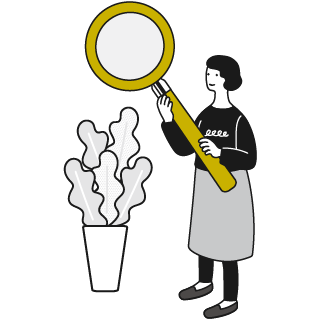 好みのインテリアを探す人のイラスト